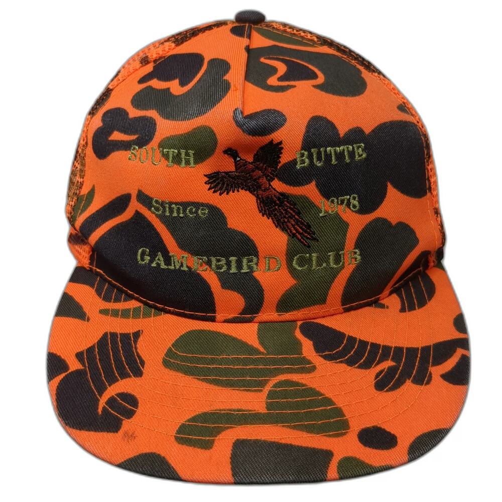 Otto Trucker Hat Orange One Size Camo Mesh Back Pheasant Gamebird Club Hunting